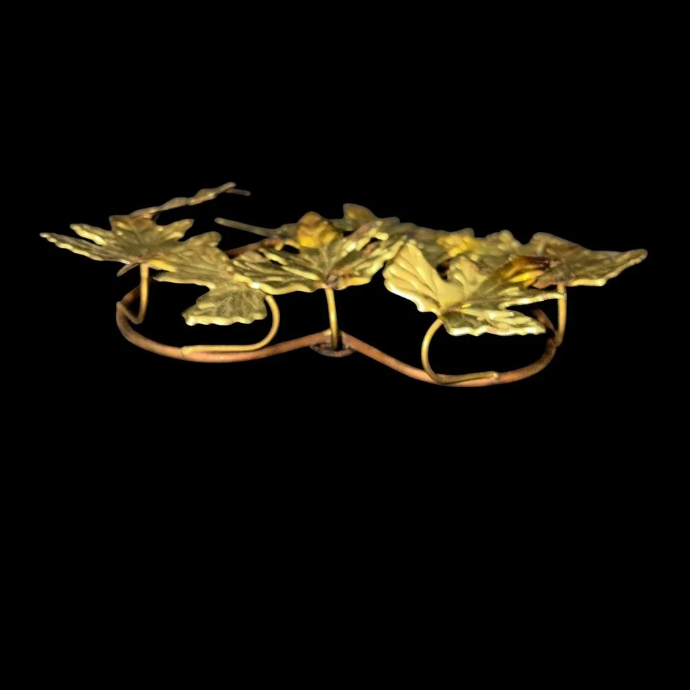Vtg Homco Brass Ivy Leaf Heart Wreath Wall Plaque Hanging